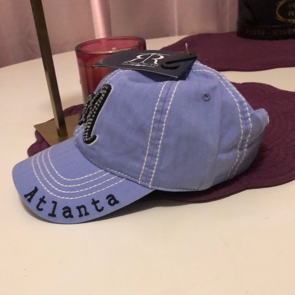 Robin Ruth Lavender and Black Atlanta Cap with Rhinestone 'A' - Picture 2 of 4